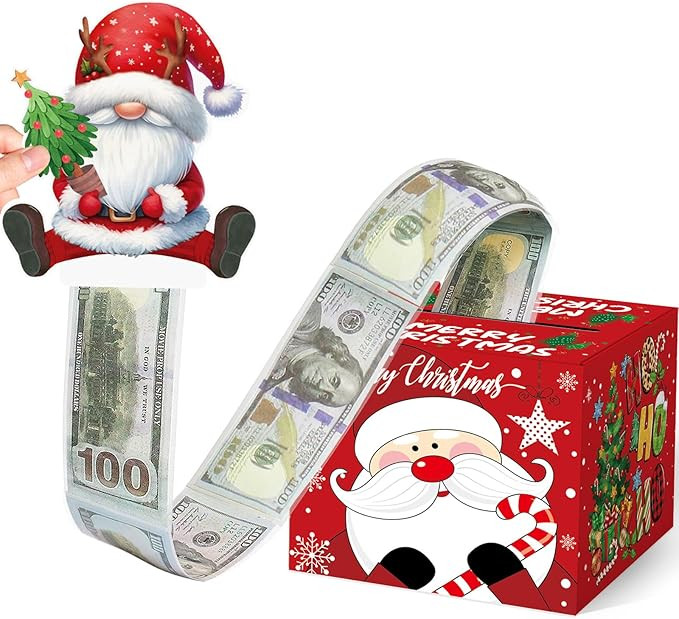 Christmas Money Pull Box with 100Pcs Transparent Bags - DIY Christmas Surprise Gift Boxes for Kid... | Amazon (US)