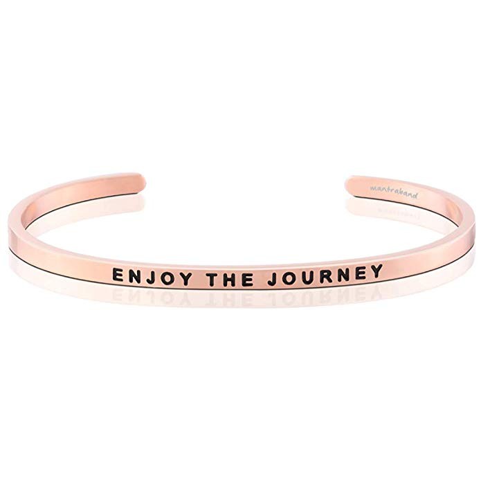 MantraBand Bracelet - Enjoy The Journey - Inspirational Engraved Adjustable Mantra Cuff - Silver,... | Amazon (US)