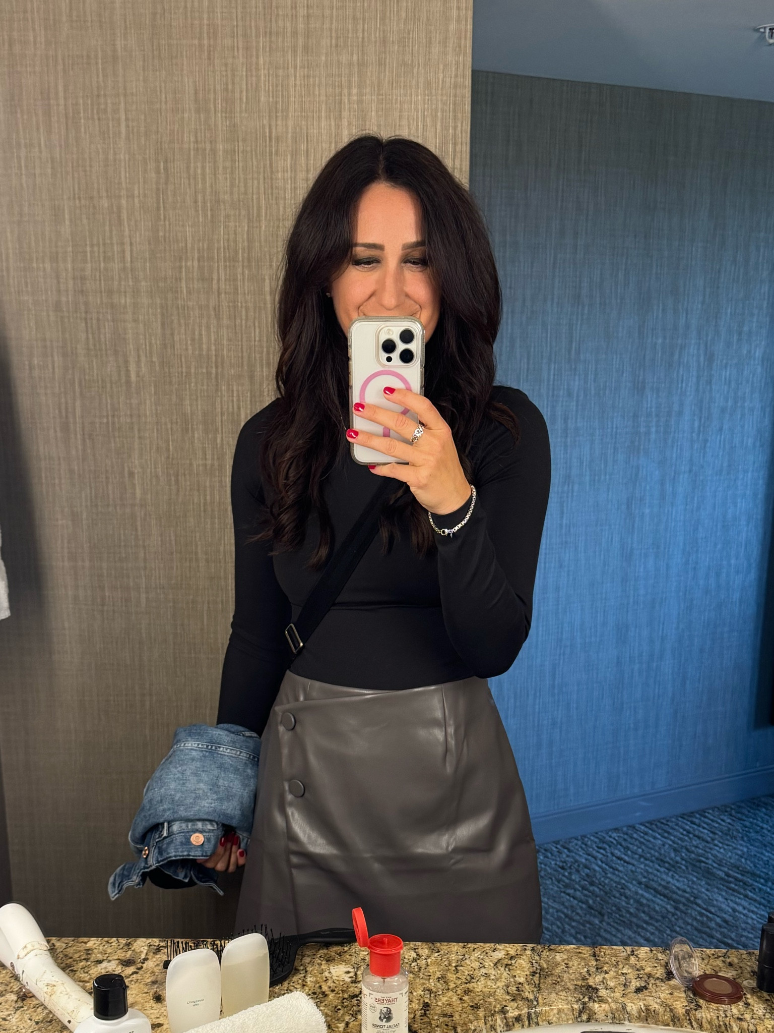  Vegan leather mini wrap skirt - comes in four colors and so comfy! 

#LTKStyleTip #LTKSeasonal #LTKFindsUnder50