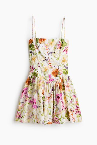 H & M - Cotton Strappy Dress with Flared Skirt - White/Floral | H&M (US + CA)