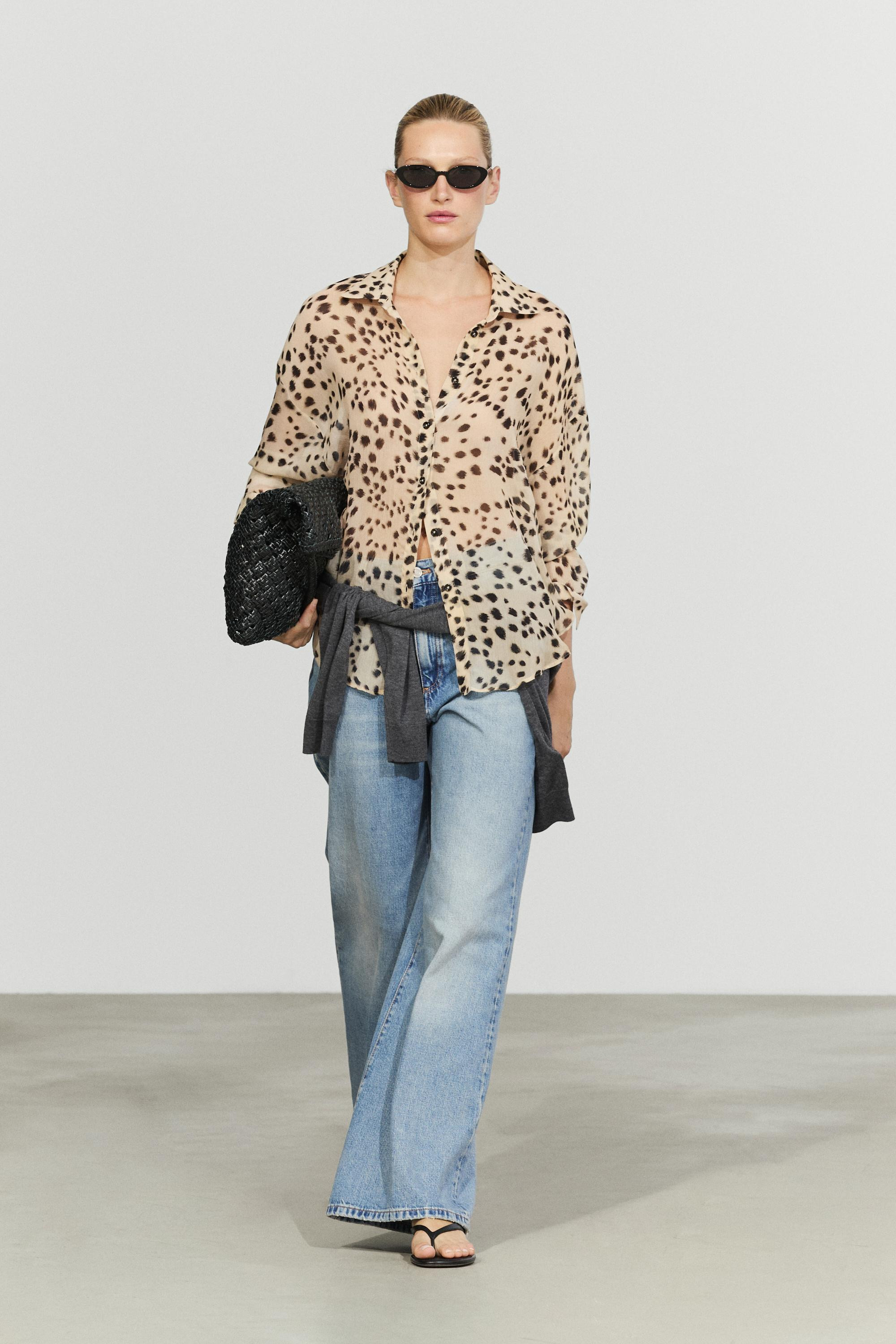 Animal print flowing shirt | Massimo Dutti US