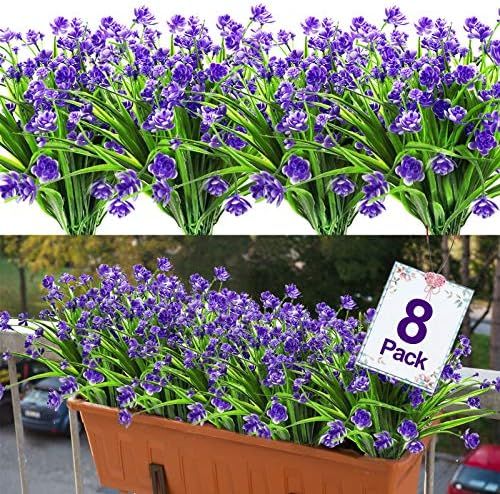 8PCS Artificial Flowers Outdoor UV Resistant Plants, 8 Branches Faux Plastic Corn-flower Greenery... | Amazon (US)