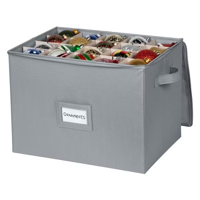 Hold N' Storage - Christmas Ornaments Storage Box. Heavy Duty to Protect and Store up to 80-3" Ornaments Decor - Gray | Target