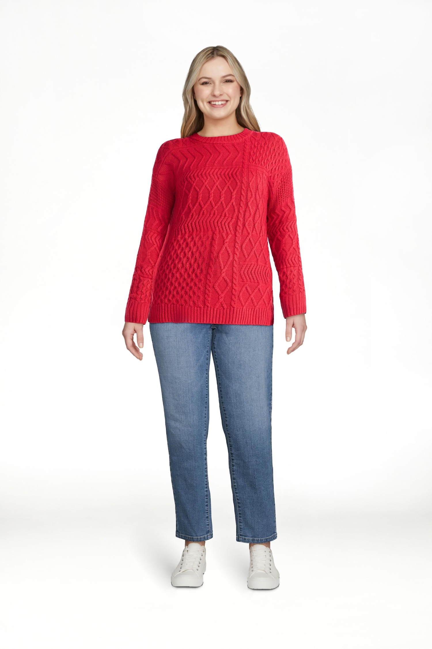 Time and Tru Women’s and Women’s Plus Mixed Stitch Sweater, Midweight, Sizes XS-4X | Walmart (US)