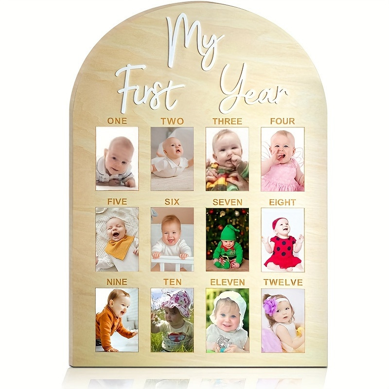 Polished Wooden Milestone Picture Frame Baby's First Year 12 - Temu | Temu Affiliate Program