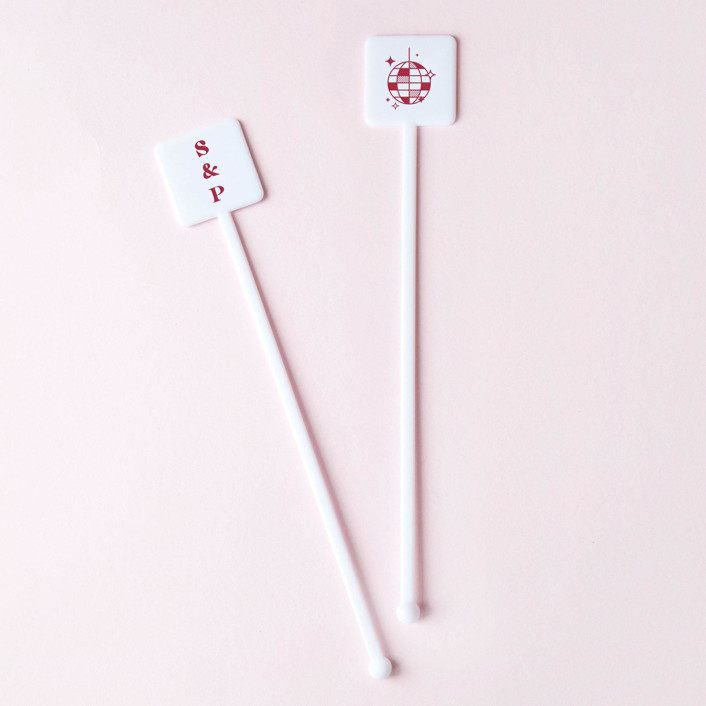 Custom Retro Wedding Disco Ball Stir Stick, Plastic Stir Stick, Set Of 100 Stir Sticks | Minted