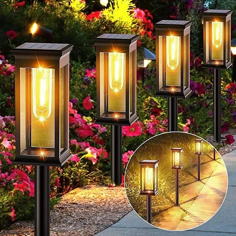 Kidsjoy 6-Pack Solar Pathway Lights Outdoor, IP65 Waterproof Auto On/Off, Warm White Solar Garden... | Walmart (US)