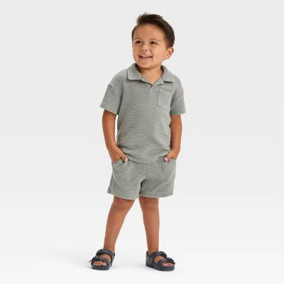 Toddler Boys' Short Sleeve Ottoman Knit Polo Shirt and Shorts Set - Cat & Jack™ | Target