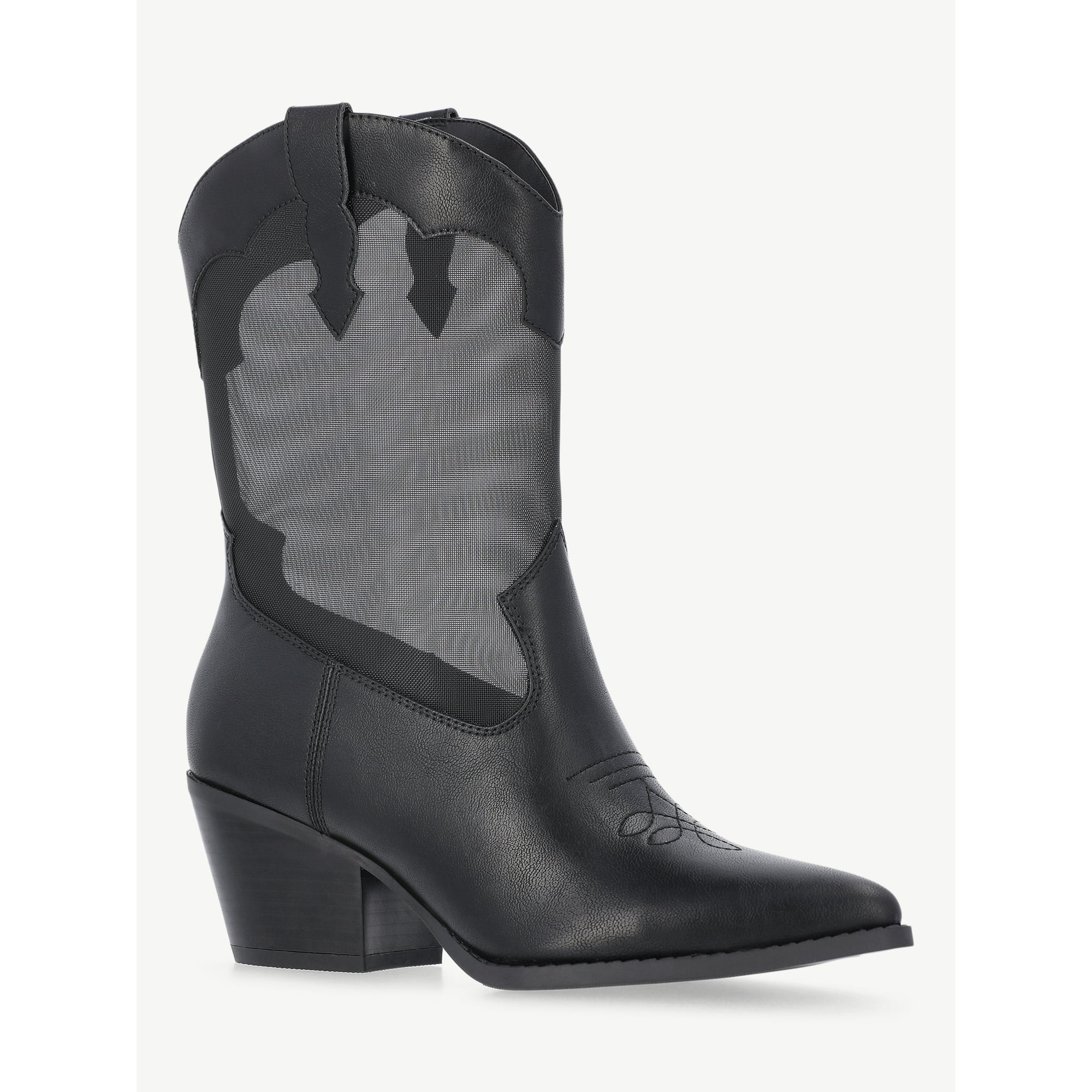 No Boundaries Women's Sheer Mesh Western Boots | Walmart (US)