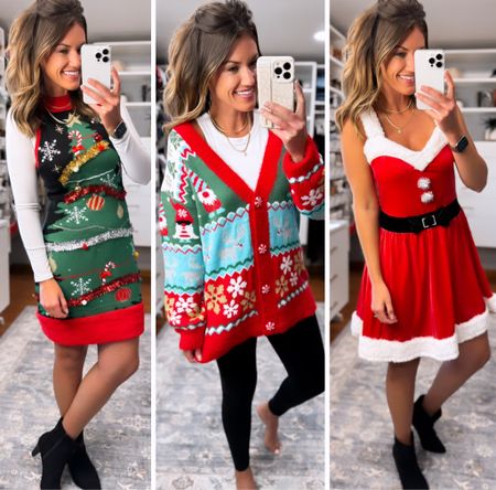 Ugly Christmas sweater ideas 
Wearing size large in all 3 options 

#LTKSeasonal #LTKHoliday