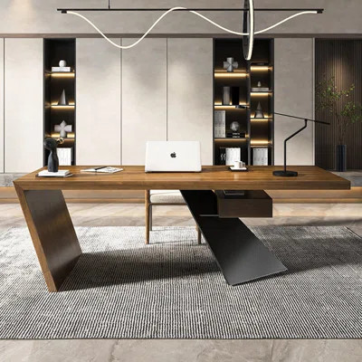 Brown Rectangular Solid Wood writing desk | Wayfair North America