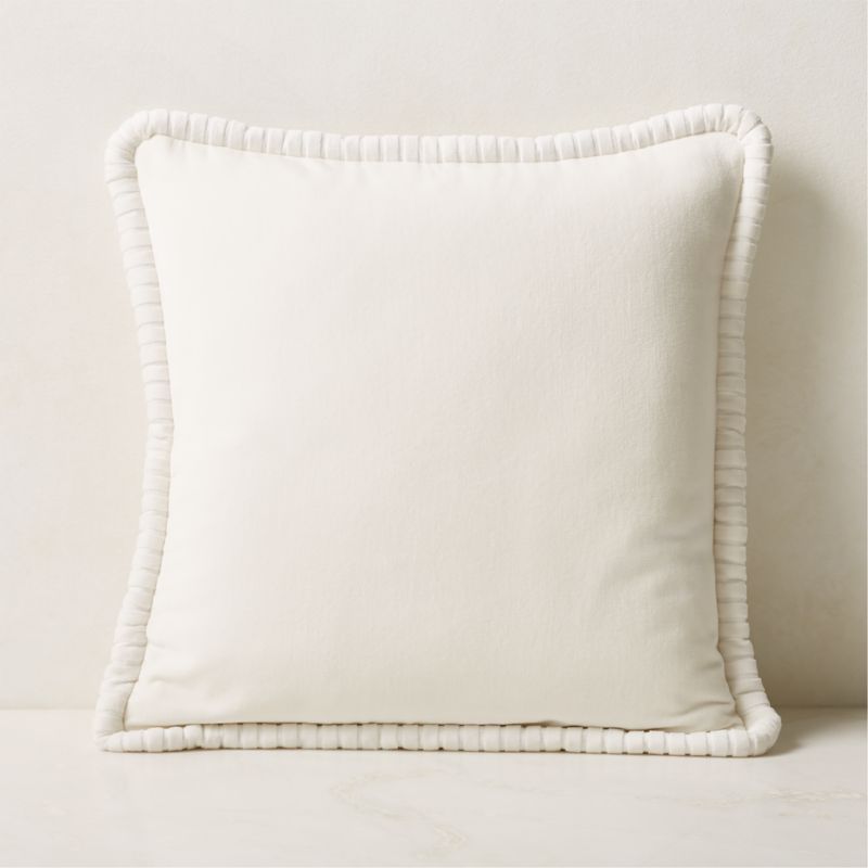 Brye White Velvet Modern Throw Pillow with Down-Alternative Insert 20'' | CB2 | CB2