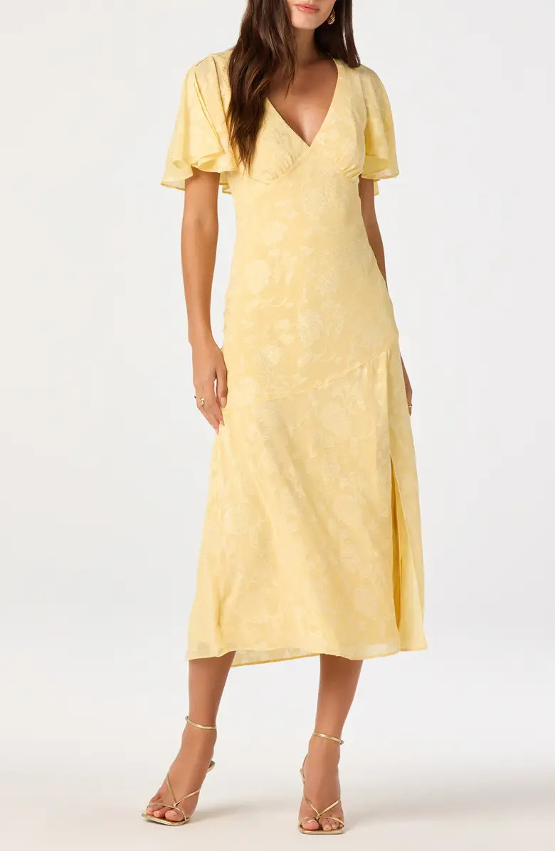 Floral Flutter Sleeve Cutout Back Midi Dress | Nordstrom Rack