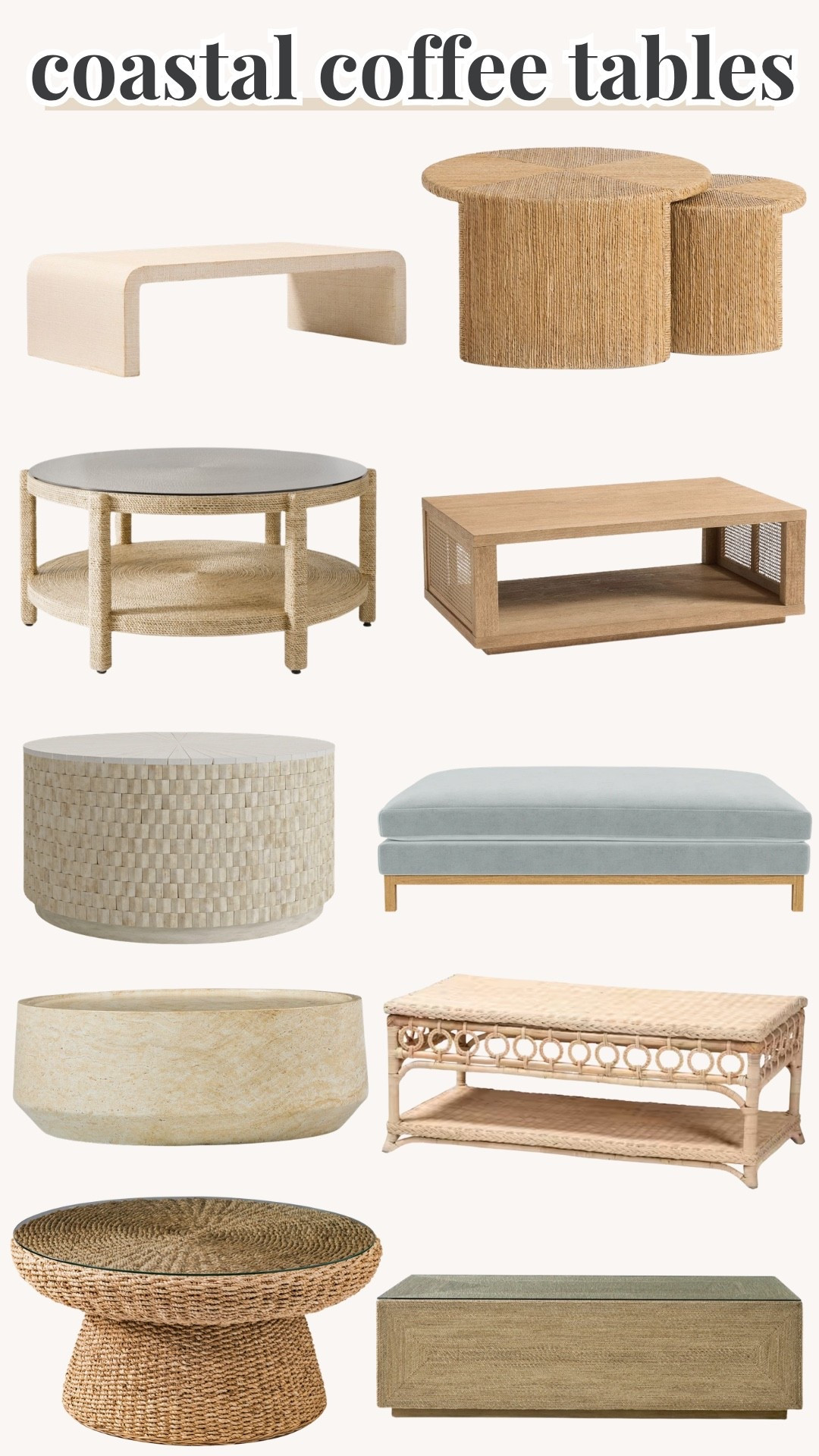 coastal coffee table, coastal living room, coastal home decor, coastal furniture, beach house decor, beachy home decor, coastal style, coastal interior design, coffee table decor, coastal living room decor, neutral coastal decor, beach inspired decor, coastal home inspiration, relaxed coastal style, modern coastal decor, coastal decorating ideas, woven coffee table, wood coffee table, coastal table decor, summer home decor