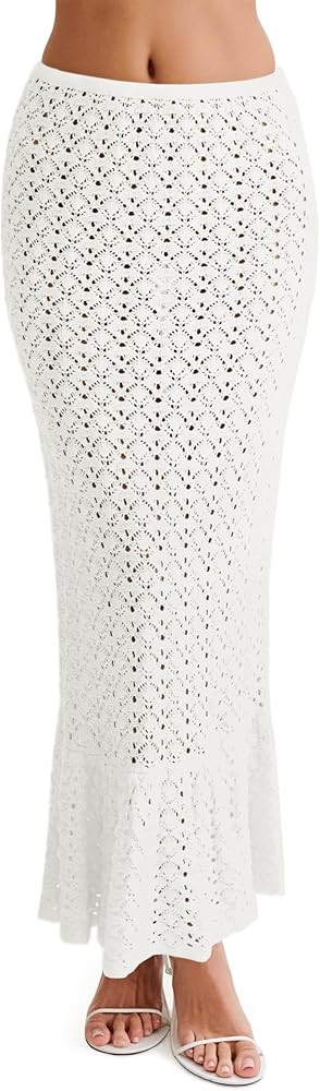 Saodimallsu Womens Crochet Cover Up Skirt High Waisted Sheer Knit Summer Swimsuit Coverup Beach F... | Amazon (US)