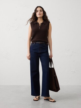 Cotton Crochet Sweater Polo | Banana Republic Factory