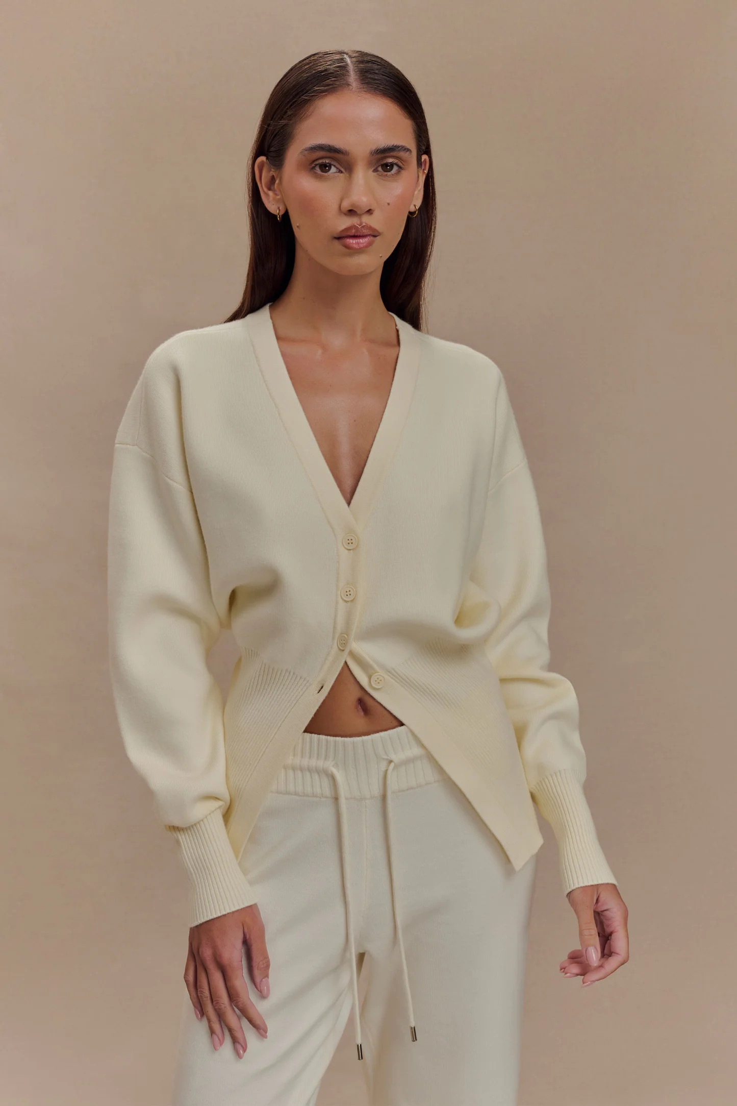 Alexia Buttoned Oversized Cardigan - Ivory | Meshki (APAC)