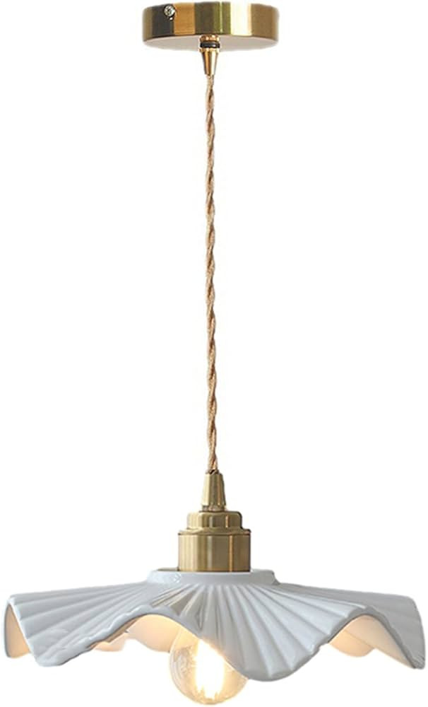 E26 Modern Minimalist Creative White Ceramic Pendant Light Chandelier, Dining Room Hanging Lamp, ... | Amazon (US)