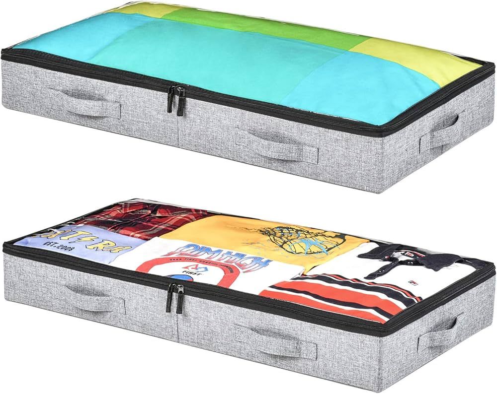storageLAB Underbed Storage Containers, Storage Bin for Clothes, Blankets, Shoes and Pillows (2 Piec | Amazon (US)