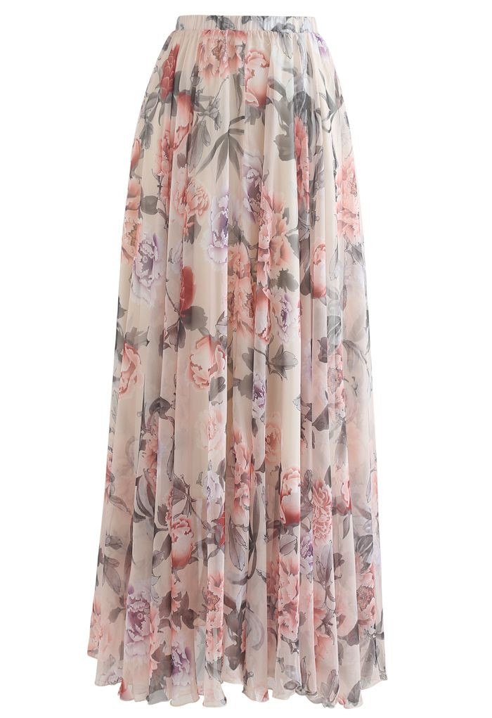 Splendid Peony Chiffon Maxi Skirt | Chicwish