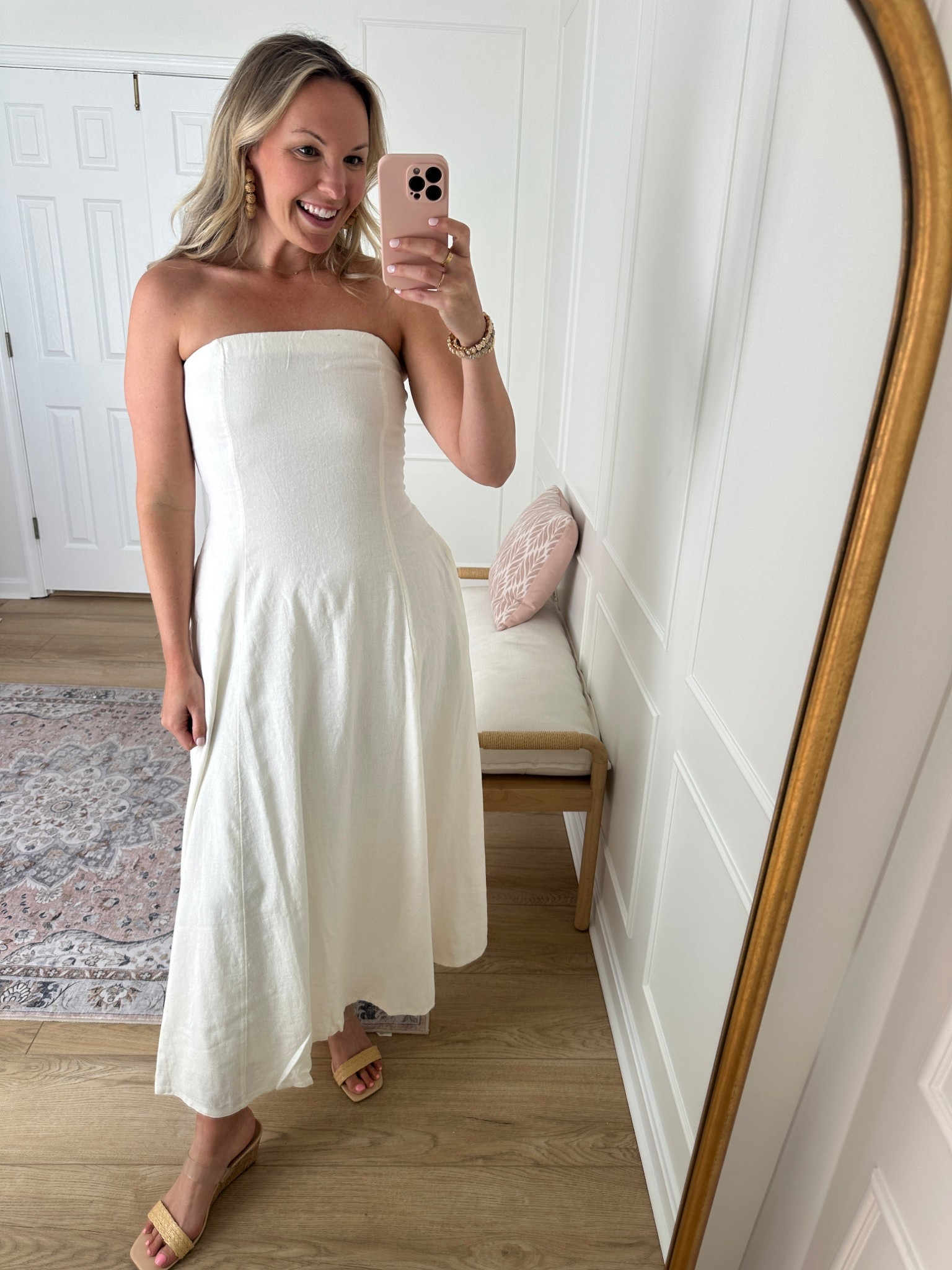 Strapless white maxi with pockets - not see through - would be perfect for anything bridal! Wearing a med 

#LTKMidsize #LTKFindsUnder100 #LTKStyleTip