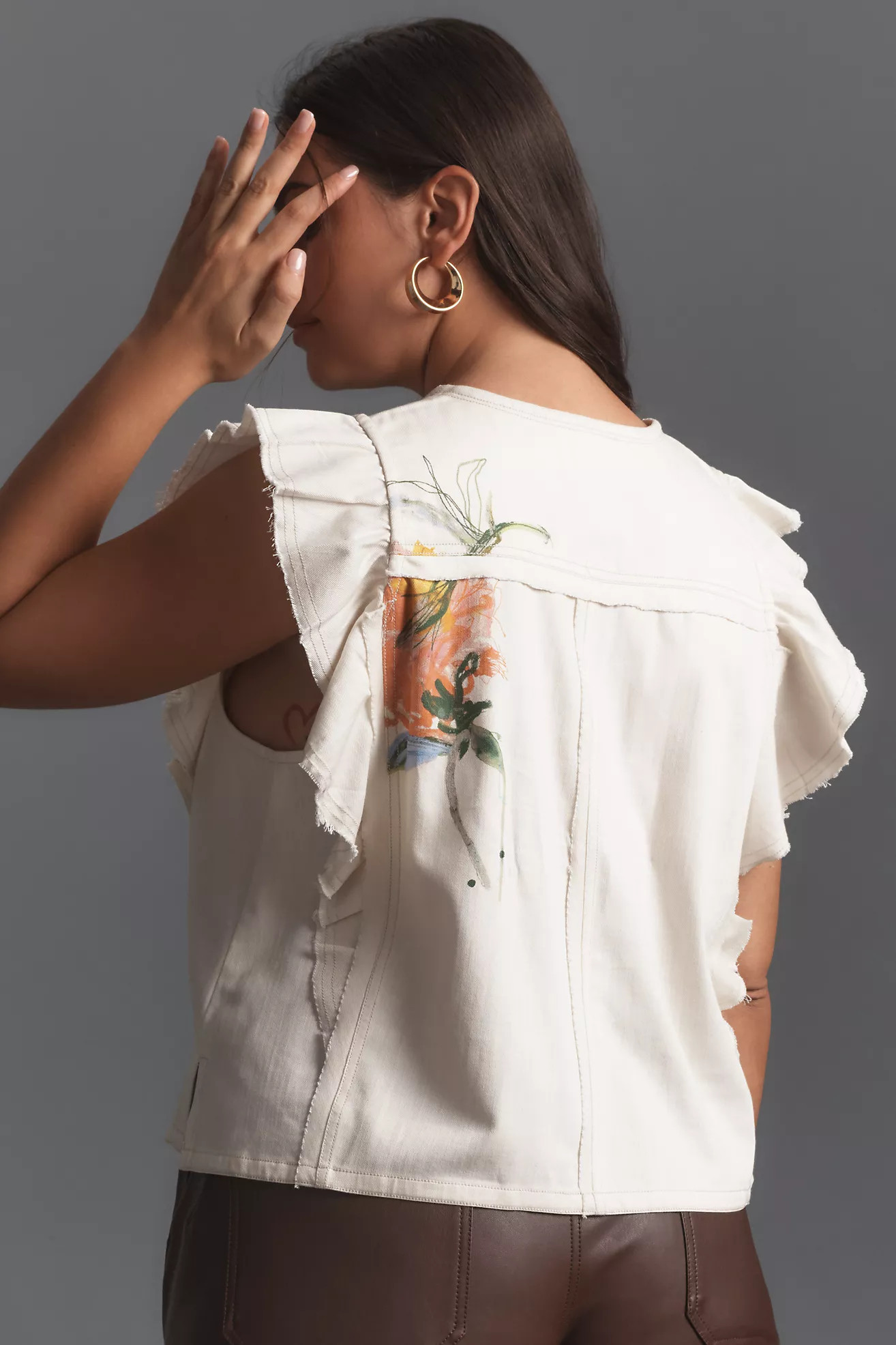 Leigh Viner x Anthropologie Scoop-Neck Flutter-Sleeve Blouse | Anthropologie (US)