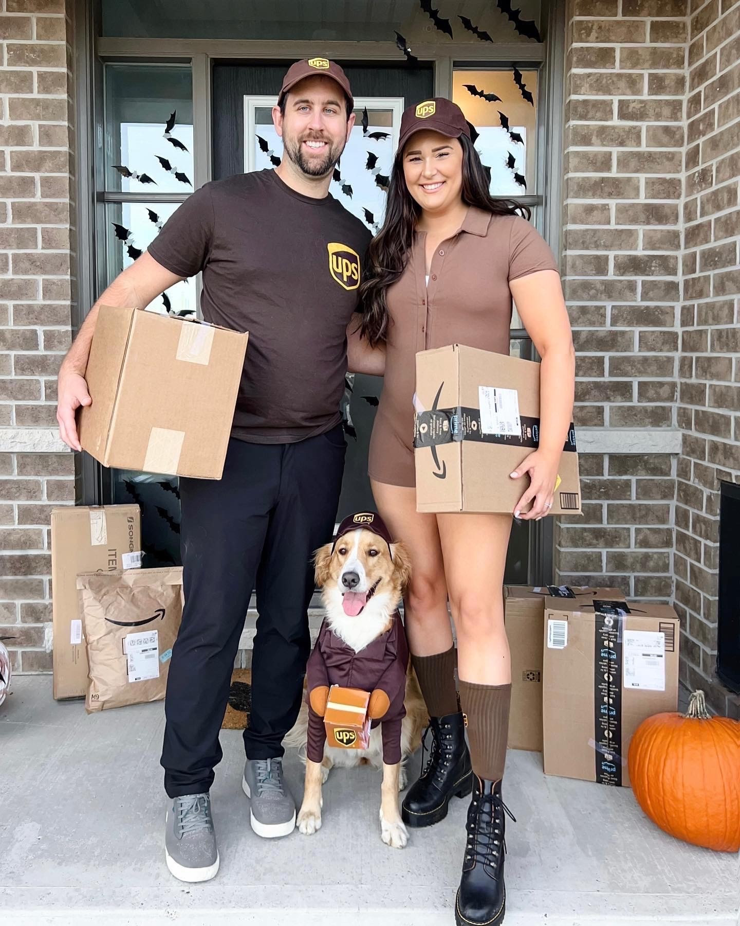 Such a fun couple costume for Halloween! UPS package delivery man and woman! We even found a costume for our dog (exact costume linked). Postal worker, costume ideas, easy Halloween costumes for couples, unique costumes for friends, funny costumes for best friends 

#LTKSeasonal #LTKFallSale #LTKHalloween