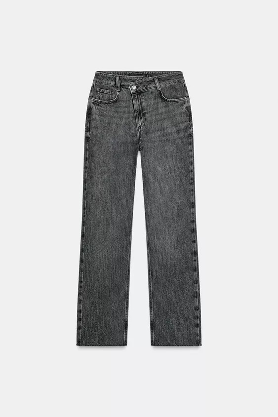 Z1975 STRAIGHT HIGH-WAIST CROSS-OVER WAIST JEANS | Zara US