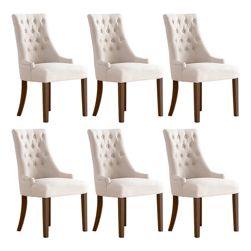 Upholstered Parsons Dining Chair Tufted Wing Back Side Chair with Wood Legs | Wayfair North America