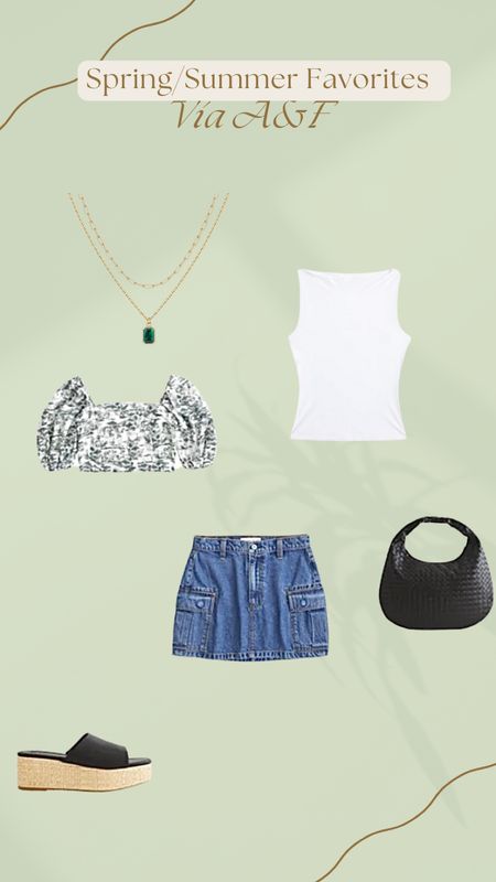 Spring / Summer outfits from abercrombie and fitch 💚
Jean mini skirt, crop top, tank top, wedges, purse, necklace, green, spring, clean girl, boss babe, summer

#LTKSeasonal #LTKstyletip #LTKsalealert
