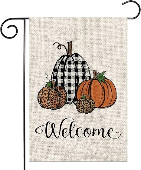 Acerich Fall Garden Flag, Welcome Thanksgiving Fall Flag Double Sided, Leopard Pumpkin Buffalo Pl... | Amazon (US)