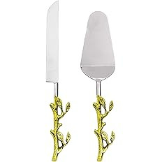 GUTE 2 Piece leaf (twig) Cake Server Cake Knife and Serving Spatula Set Gold Leaf Design, Stainle... | Amazon (US)