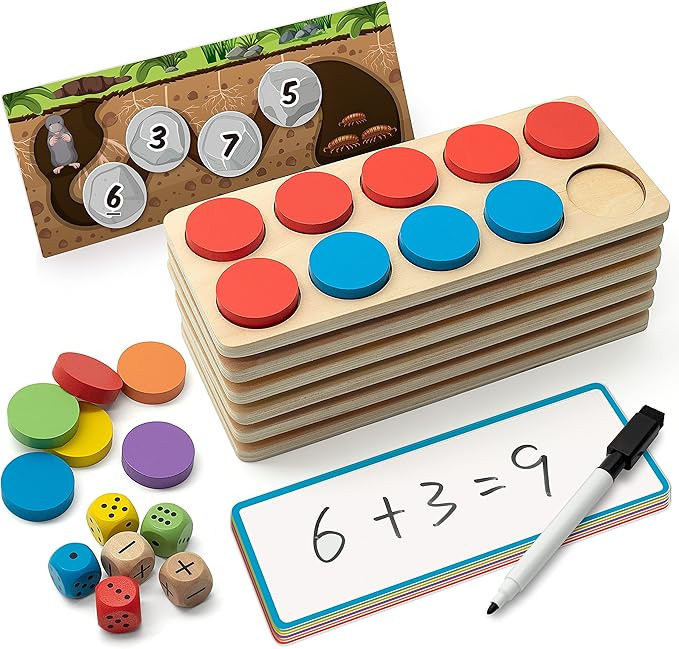 SYNARRY Wooden Ten-Frame Set Math Manipulatives for Kindergarten Elementary 1st 2nd Grade Homesch... | Amazon (US)