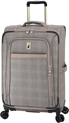 London Fog Brentwood IV 25" Expandable Spinner Softside Suitcase, Rose Charcoal | Amazon (US)