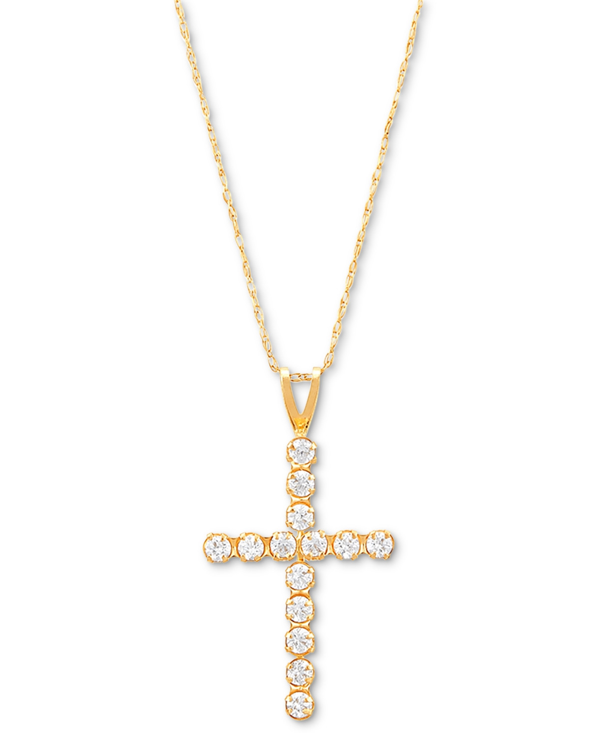 Cubic Zirconia Cross 18" Pendant Necklace in 14k Gold - Gold | Macy's