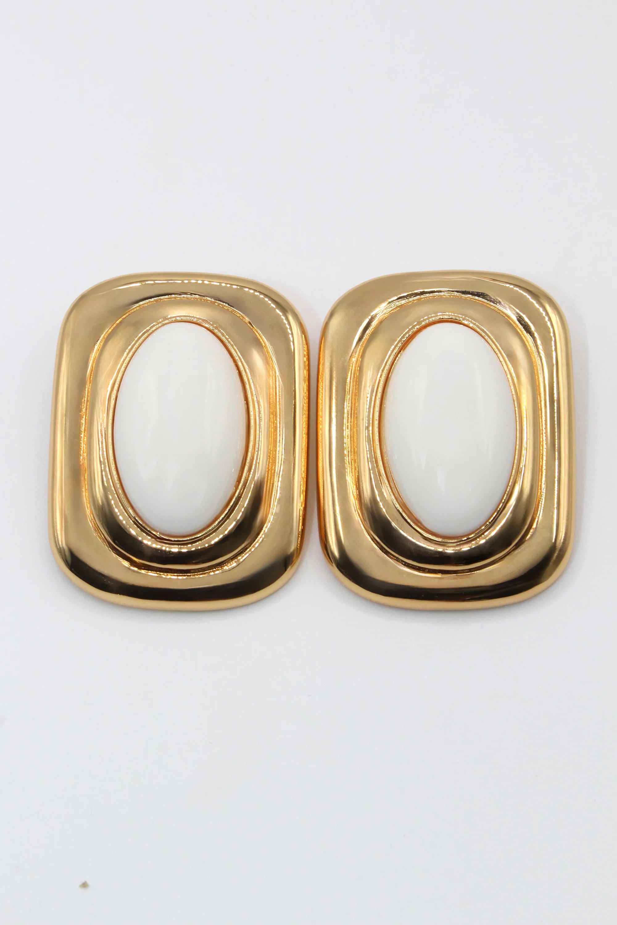 Fifth Avenue Flame Statement Earrings in White & Gold | Tame New York | Tame New York