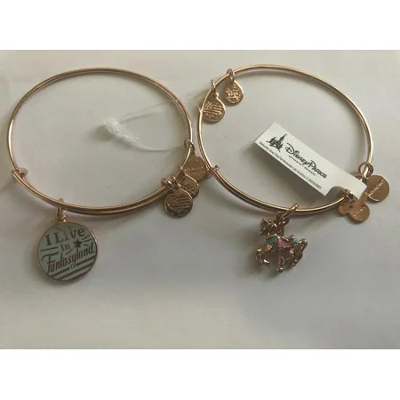 Disney Alex and Ani Fantasyland Carousel Set of 2 Bangle Gold Rose Finish New | Walmart (US)