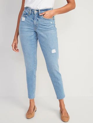 Curvy High-Waisted OG Straight Distressed Jeans for Women | Old Navy (US)