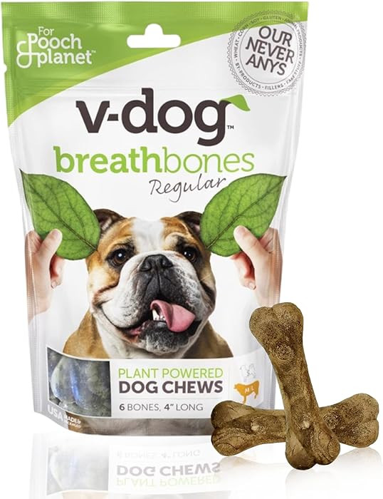 V-dog Dog Treats - Vegan Breathbone Teeth Cleaning Dental Dog Bones - Fresh Breath - 8 Ounces - A... | Amazon (US)