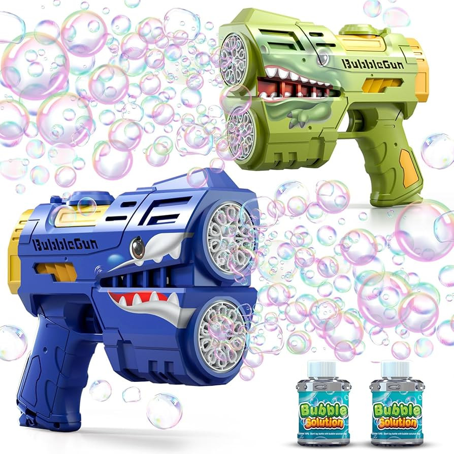 Jasny 2 Pack Bubble Guns for Kids, LED Light Up Rechargeable Bubbles Machine Blower with 2 Bottle... | Amazon (US)