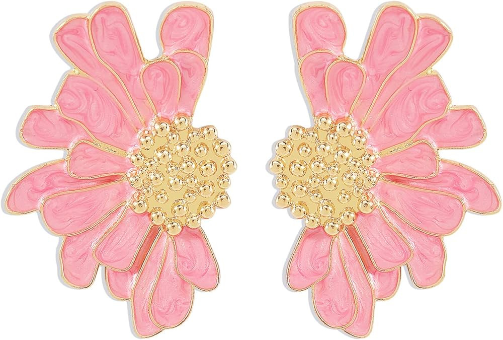 Bohemian Large Big Flower Dangle Drop Earrings Unique Charm Gold Tone Stud Earrings Vintage Chic ... | Amazon (US)