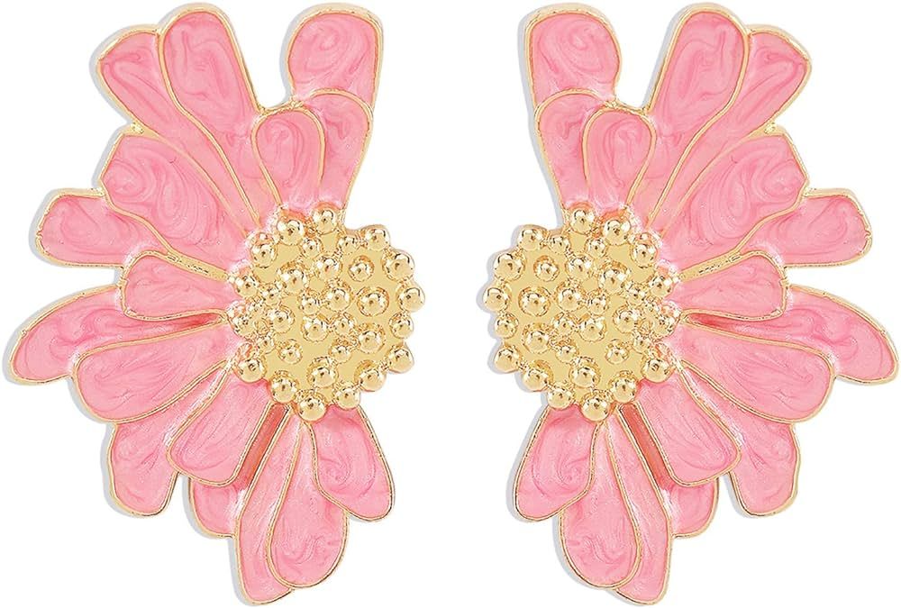 Bohemian Large Big Flower Dangle Drop Earrings Unique Charm Gold Tone Stud Earrings Vintage Chic ... | Amazon (US)