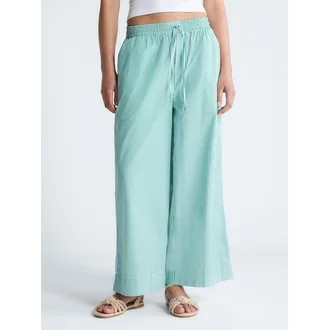 Free Assembly Women's and Women's Plus Cotton Poplin Cropped Wide Leg Pants, 26" Inseam, Sizes XS... | Walmart (US)