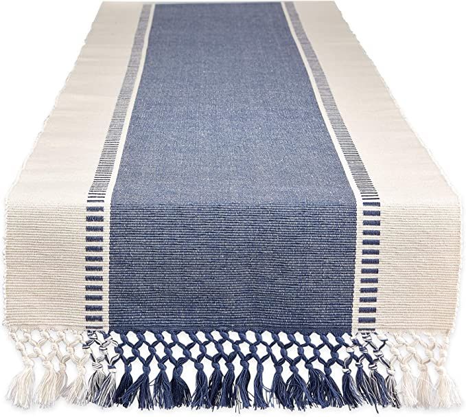 DII Dobby Stripe Woven Table Runner, 13x72-inch, French Blue | Amazon (US)
