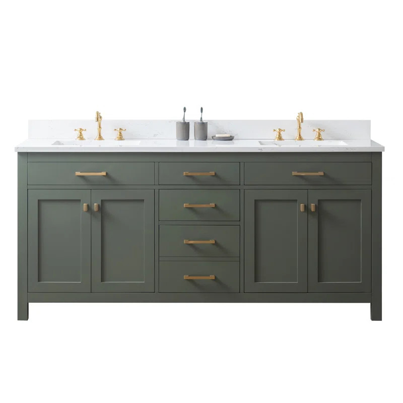 Ajhane 72'' Double Bathroom Vanity with Engineered Stone Top | Wayfair North America