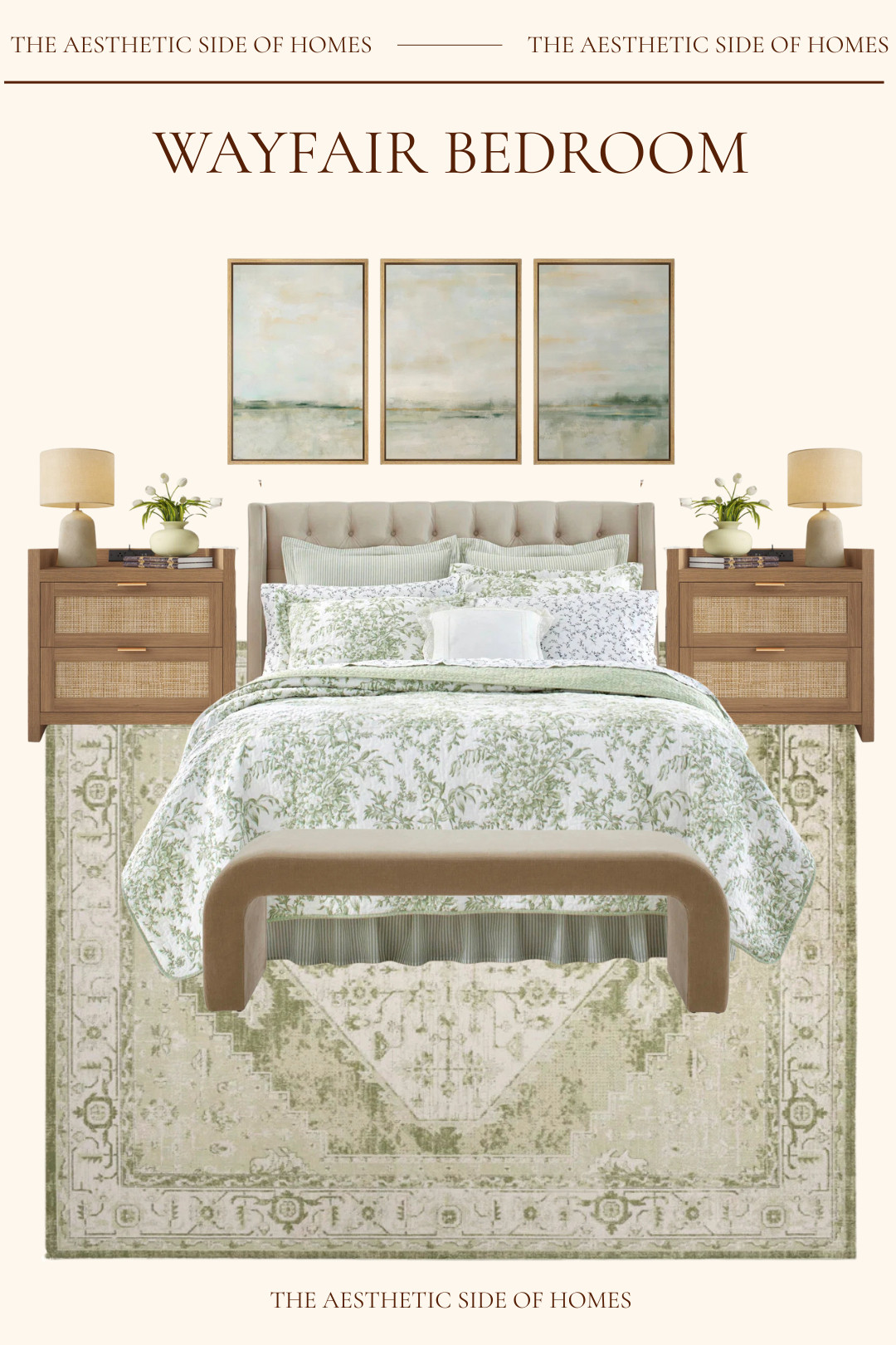 How to style green bedding and rug from Wayfair for a spring bedroom refresh. 

 #LTKSeasonal #LTKHome