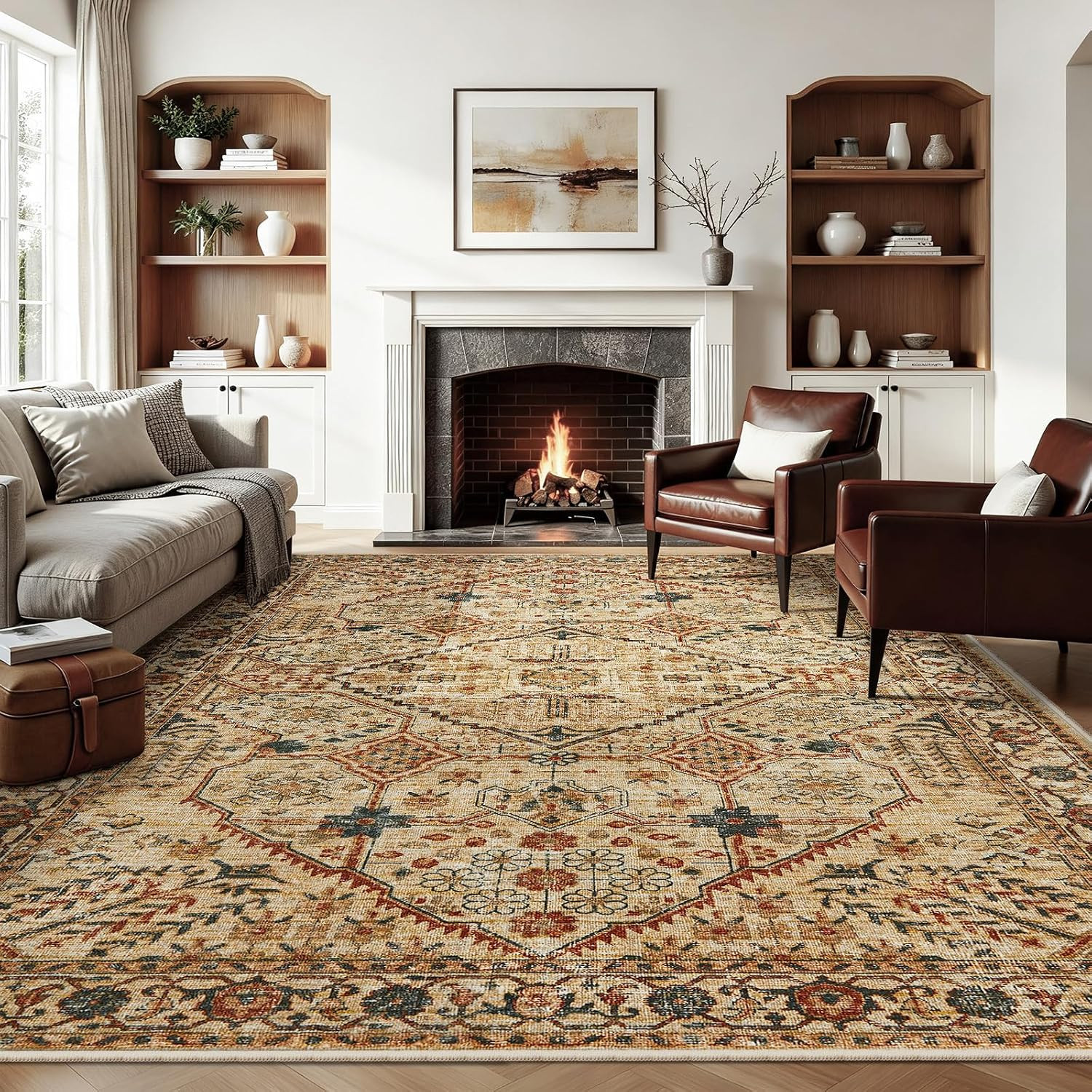 Joydeco Large Area Rugs 8x10, Washable Vintage Rug for Living Room Bedroom | Amazon (US)