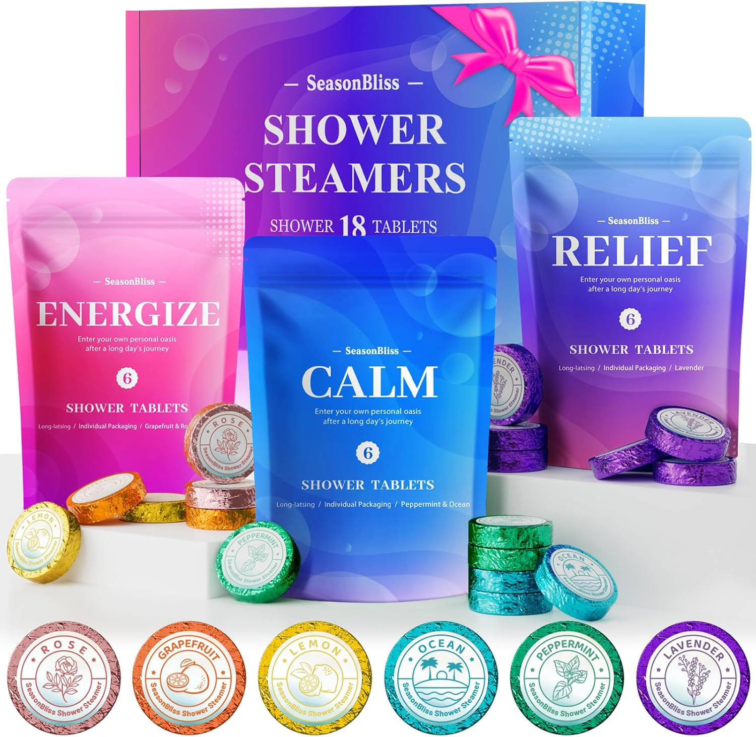 Shower Steamers 18 Pack Set, Shower Bombs with 6 Charming Scents, Shower Tablets with Natural Ing... | Amazon (US)