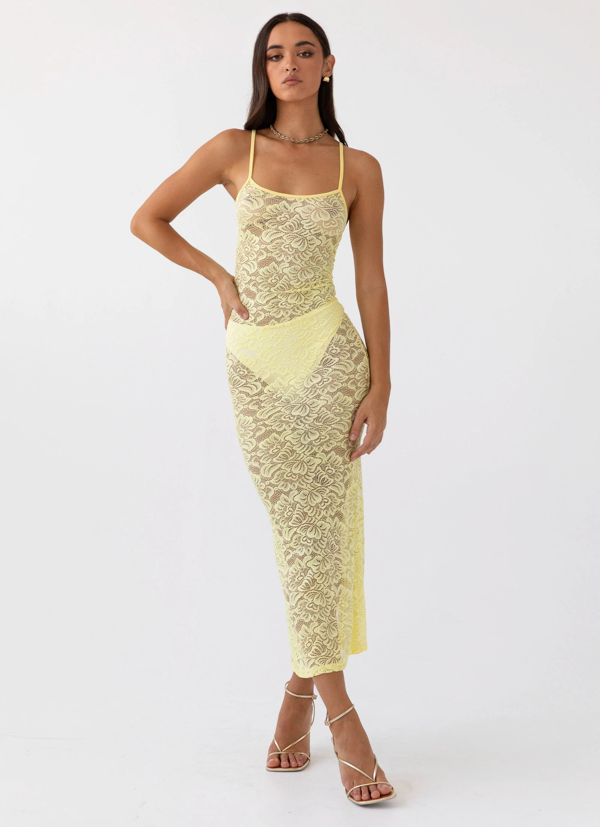 Leona Lace Maxi Dress - Canary | Peppermayo (Global)