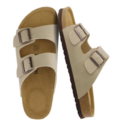 CUSHIONAIRE Lane Cork Footbed Mens Sandals, Adjustable Buckle Comfort Slides for Men Stone Nubuck 12 | Target